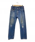 LEVI'S 501リーバイス）の古着「00'sダメージストレートデニムパンツ」｜インディゴ